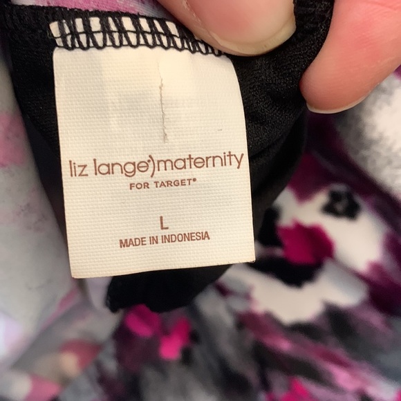 Liz Lange Maternity Tankini Halter Top in Abstract Black and Pink - Picture 4 of 4